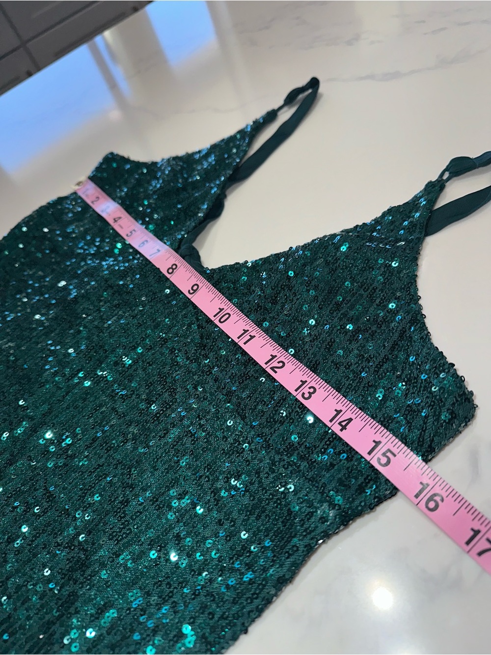 FREE PEOPLE SIZE M~STUNNING SEQUIN GREEN V-NECK MINI PARTY DRESS~EVENING DAY - Picture 10 of 15